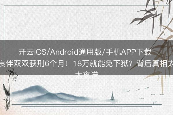 开云IOS/Android通用版/手机APP下载 明星良伴双双获刑6个月！18万就能免下狱？背后真相太离谱