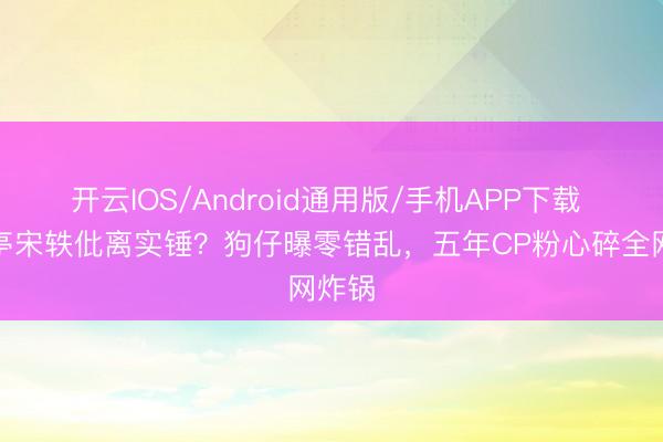 开云IOS/Android通用版/手机APP下载 白敬亭宋轶仳离实锤?狗仔曝零错乱,五年CP粉心碎全网炸锅